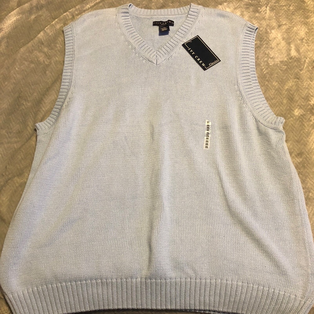 NWT Ivy Crew Classics Blue Acrylic Mens Vest Super Soft Vintage Size XXL